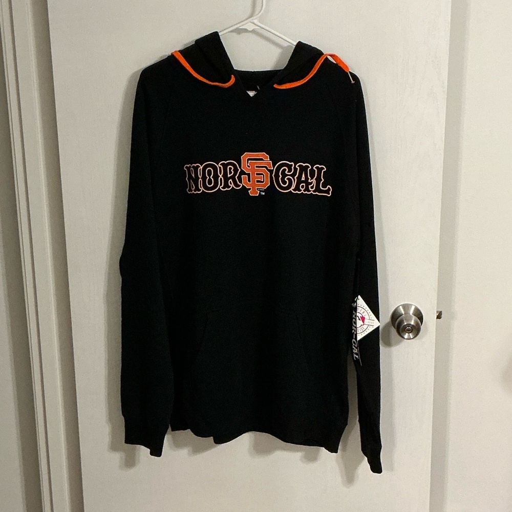 Nor Cal Tall Script Pullover Black Hoodie California Republic Mens VL NEW